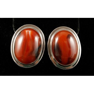 C925 Серьги 6,62г агат красный (тонировка) родирование