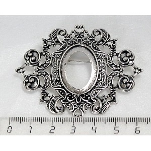 Основа для броши "филигрань", сеттинг овал 25х18мм, цвет ант. серебро