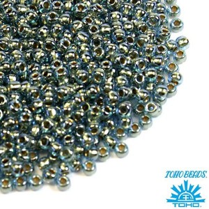 Бисер TOHO №11 цвет 0990 голубой с золотым центром ЯПОНИЯ пакет 10 граммов