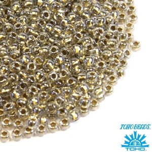 Бисер TOHO №11 цвет 0989 прозрачный хрустальный с золотым центром ЯПОНИЯ пакет 10 граммов