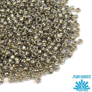 Бисер TOHO №11 цвет 0993 хрустальный светло-серый с золотым центром ЯПОНИЯ пакет 10 граммов