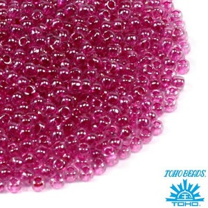 Бисер TOHO №11 цвет 0350 прозрачный хрусталь малиновое внутреннее отверстие ЯПОНИЯ пакет 10 граммов