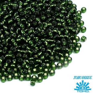 Бисер TOHO №11 цвет 0037 травяной внутреннее серебрение ЯПОНИЯ пакет 10 граммов