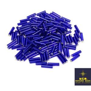 Стеклярус 9 мм гладкий Matsuno цвет синий 44, Япония 10 граммов