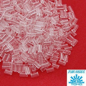 Стеклярус TOHO BUGLE 3 мм № 0001 прозрачный бесцветный 5 граммов Япония