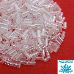 Стеклярус TOHO BUGLE 3 мм № 0141 бесцветный прозрачный перламутр 5 граммов Япония