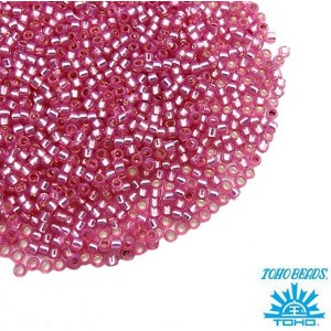Бисер TOHO №15 цвет 2106 опаловый розовый внутреннее серебрение ЯПОНИЯ пакет 5 граммов