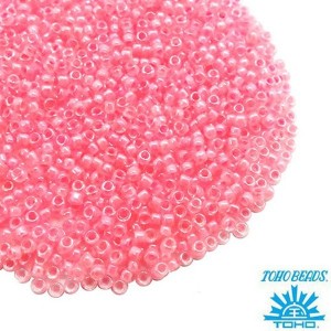 Бисер TOHO №15 цвет 379 прозрачный, розовое отверстие ЯПОНИЯ пакет 5 граммов