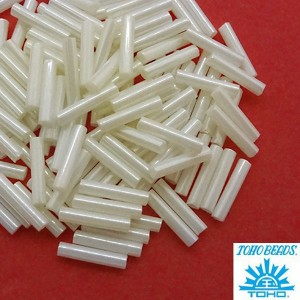 Стеклярус TOHO BUGLE 9 мм № 0122 айвори перламутр 5 граммов Япония