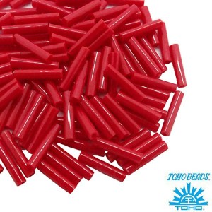 Стеклярус TOHO BUGLE 9 мм № 0045 темно-красный непрозрачный 5 граммов Япония