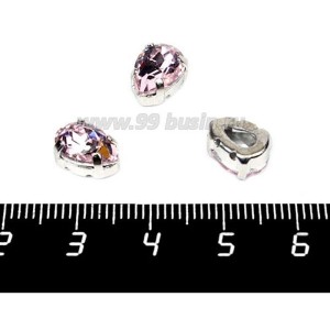 Стразы стеклянные пришивные в латунных цапах Капелька 10*7 мм цвет нежно-розовый, 1 штука