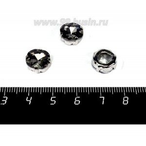 Стразы стеклянные пришивные в латунных цапах Квадрат 10*10 мм цвет дымчатый, 1 штука