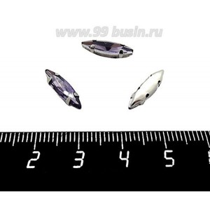 Стразы стеклянные пришивные в цапах "лодочка" 14*4 мм, цвет сиреневый, 1 штука