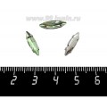 Стразы стеклянные пришивные в цапах "лодочка" 14*4 мм, цвет нежно-зеленый, 1 штука