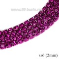 Стразовая цепочка 2 мм (ss6) цвет фуксия (металл под цвет страз) Тайвань 0,5 метра