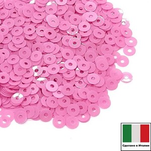 Пайетки 3 мм Италия плоские, цвет 3504 Rosa Fucsia Opaline 3 грамма (ок.1600 штук)