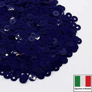 Пайетки 3 мм Италия плоские, цвет 5254 Blu Scuro Opaline 3 грамма (ок.1600 штук)