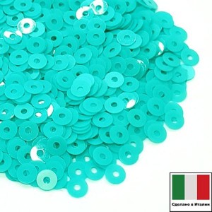 Пайетки 3 мм Италия плоские, цвет 6044 Turchese Opaline 3 грамма (ок.1600 штук)