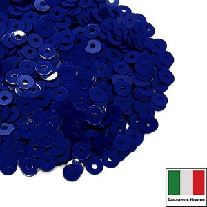 Пайетки 4 мм Италия плоские, цвет 6774 Blu Eletrico Opaline 3 грамма (ок.900 штук)