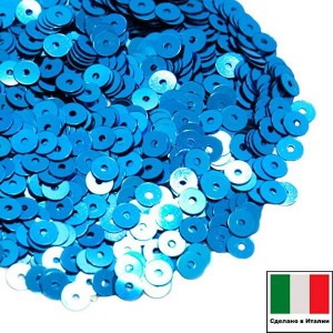 Пайетки 3 мм Италия плоские цвет 6121 Blu elettrico Metallizzati (Синий металлик) 3 грамма (ок. 1600 штук)