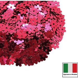 Пайетки 5 мм Италия Цветочки 5511 Rosso Cillegia Metallizzati (Вишневый металлик) 3 грамма