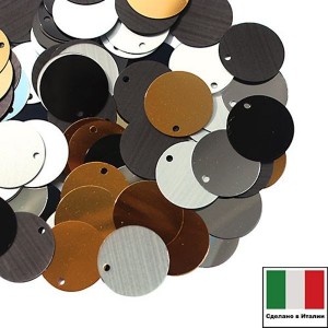 Микс пайеток ЛИГУРИЯ (Плоские 12 мм со смещенным отверстием 916W, 996W. 2011.1111. 9919) золото, серебро, черный Италия 3 грамма