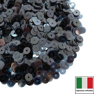 Пайетки Италия LUSTRE 4 мм прозрачные полуночный синий 3 грамма