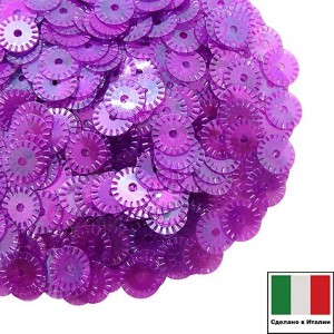 Пайетки 5 мм Италия рифленые плоские, цвет 5080 Viola Irise Trasparenti (Фиолетовый прозрачный ирис) 3 грамма