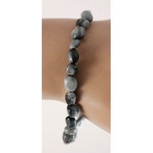 Браслет кошачий глаз, овалы 5-8мм, на резинке