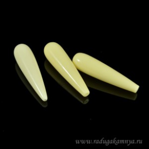 Бусины для серег из агата белого имитация капля 10*10*40мм, отверстие с одной строны