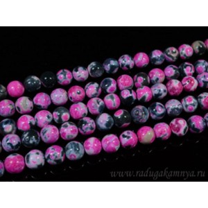 Бусины из агата тониров. шарик 10мм фуксия, 39,5см, 38 бусины