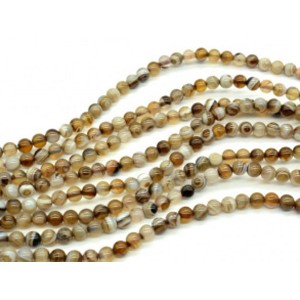 Бусины из агата тониров. шарик 6мм цвет кофейный, 36,5 см, 61 бусина