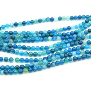 Бусины из агата тониров. шарик 6мм цвет лазурный, 38см, 61 бусина