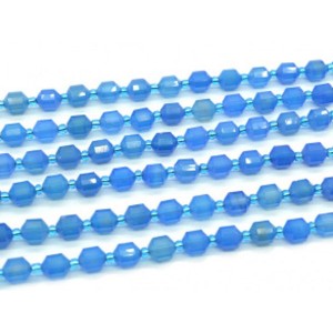 Бусины из агата тонированного граненые 7*8мм цв.синий, 19,5см, 19 бусин