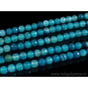Бусины из агата тонированного шарик гр.8мм цвет синий, 36см, 46 бусин