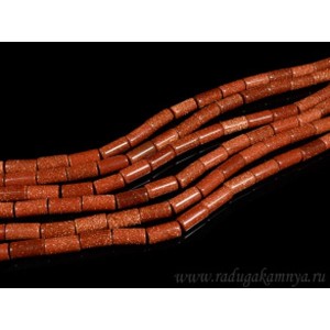 Бусины из авантюрина красного иск. цилиндр 8*16мм, 39см, 24 бусин