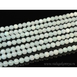 Нитка кварц тонированный (цвет аквамарин) шарик 6мм 62шт