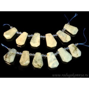 Бусины из аквамарина трапеция 18*28мм, 13см, сет 6 бусин