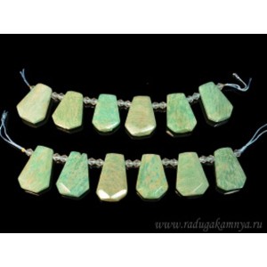 Бусины из амазонита трапеция 18*28мм, 12 см, сет 6 бусин