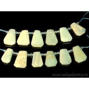 Бусины из амазонита трапеция 18*28мм, 12см, сет 6 бусин