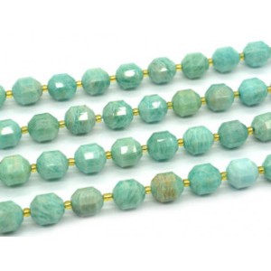 Бусины из амазонита шарик с гранями 10мм, 19,5см, сет 14 бусин