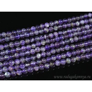 Нитка аметист шарик 6мм гладкий