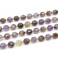 Бусины из аметиста какоксенит шарик с гранями 10мм, 19см, сет 14 бусин