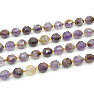 Бусины из аметиста какоксенит шарик с гранями 10мм, 19см, сет 14 бусин Бусины из аметиста какоксенит шарик с гранями 10мм, 19см, сет 14 бусин