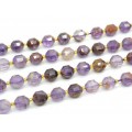 Бусины из аметиста какоксенит шарик с гранями 9мм, 19,5см, сет 16 бусин