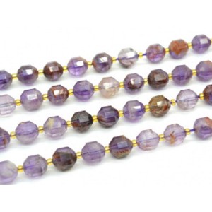 Бусины из аметиста какоксенит шарик с гранями 9мм, 19,5см, сет 16 бусин Бусины из аметиста какоксенит шарик с гранями 9мм, 19,5см, сет 16 бусин