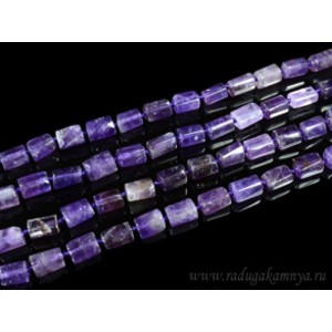 Бусины из аметиста цилиндрик с гранями 7*11мм, 38см, 31 бусина