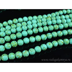 Бусины из туркенита (имитация бирюзы) шарик 12мм, 38см, 32 бусины Бусины из туркенита (имитация бирюзы) шарик 12мм, 38см, 32 бусины