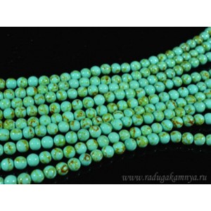Бусины из туркенита (имитация бирюзы) шарик 6мм, 39,5см, 64 бусины
