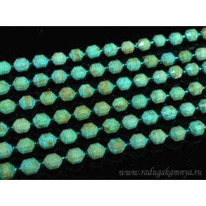 Бусины из туркенита (имитация бирюзы) шарик с гранями 7мм, 38,5см, 37 бусин Бусины из туркенита (имитация бирюзы) шарик с гранями 7мм, 38,5см, 37 бусин